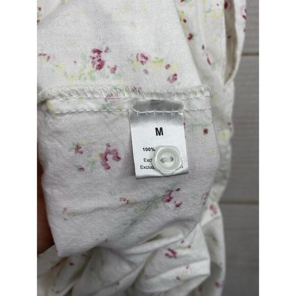 THE 1 FOR U Nightgown Sz M Floral Eyelet Lace Button Up Cotton Prairie - Picture 9 of 10